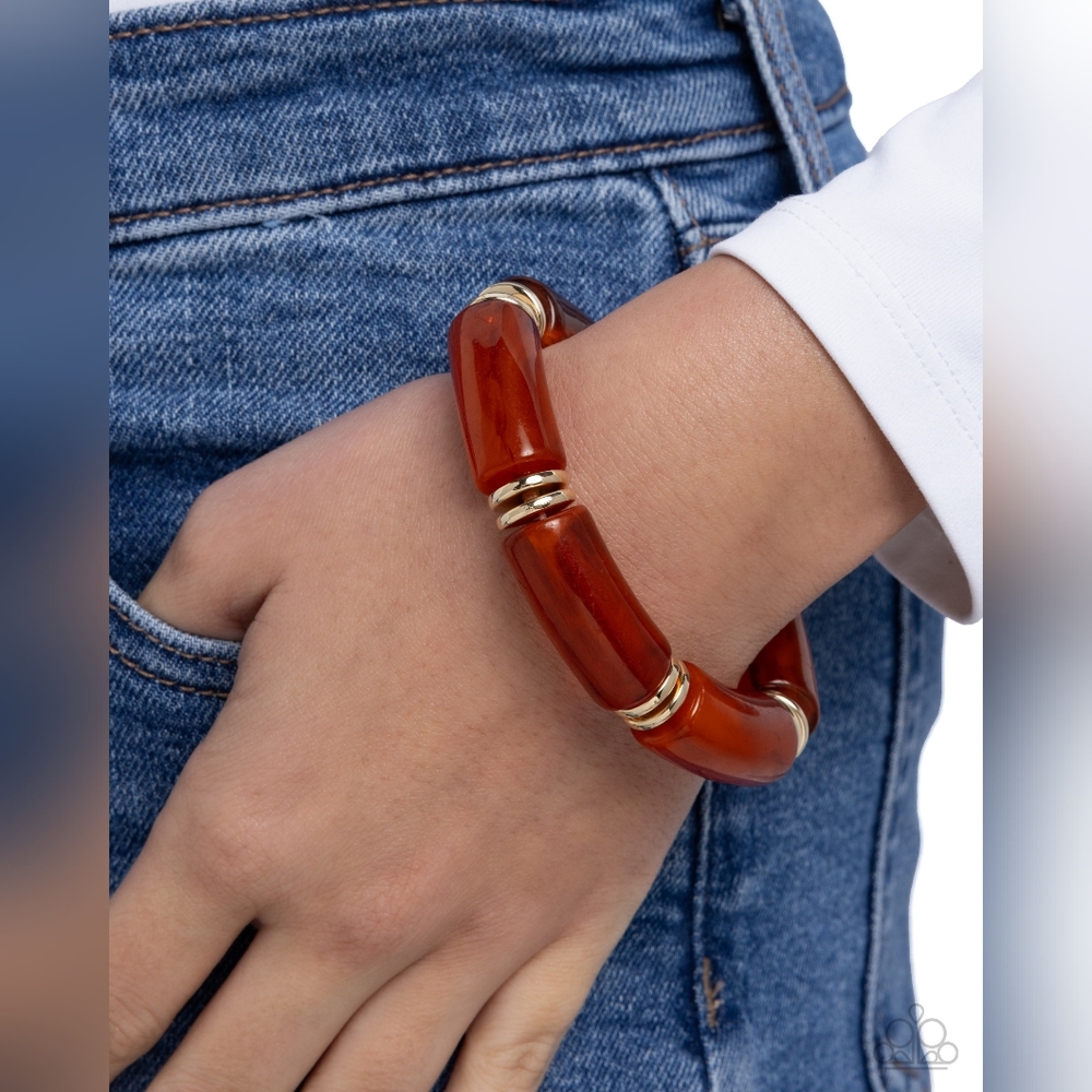 Chunky Red Bracelet with Gold Accents